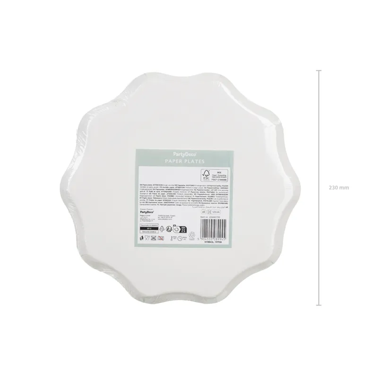 6 assiettes en carton - Carreaux - 23 cm - Mix
