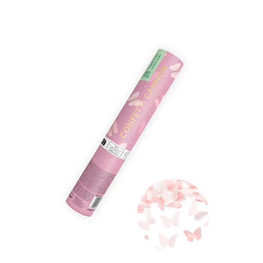 1 Canon à confettis - 20cm - Papillons Roses
