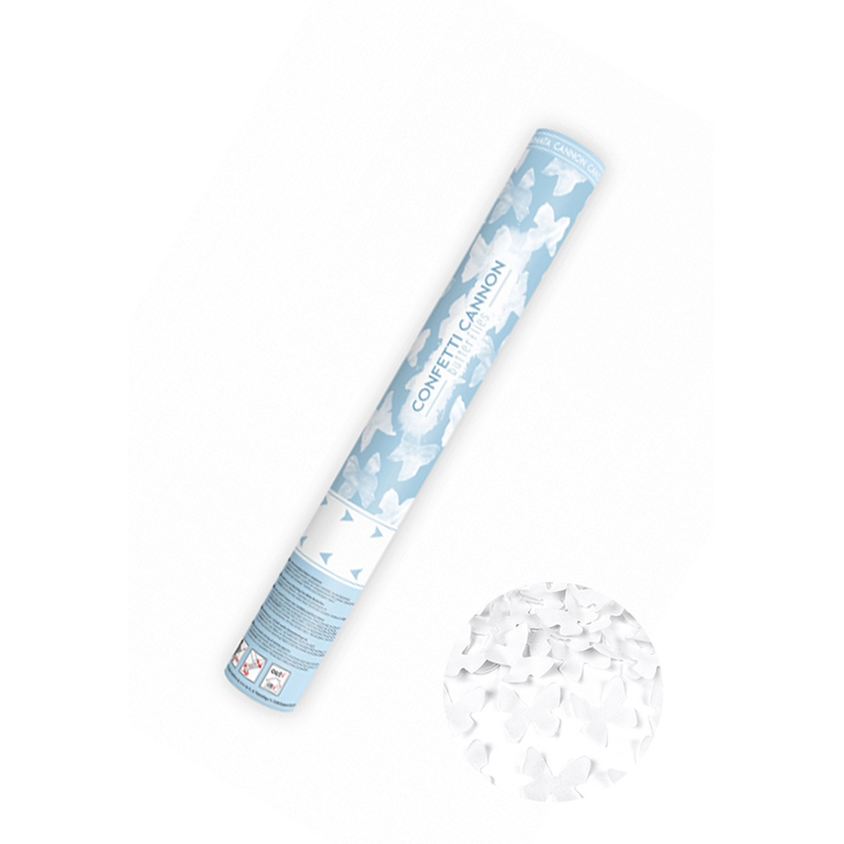 1 canon à confettis - 40cm - papier - papillons - blanc
