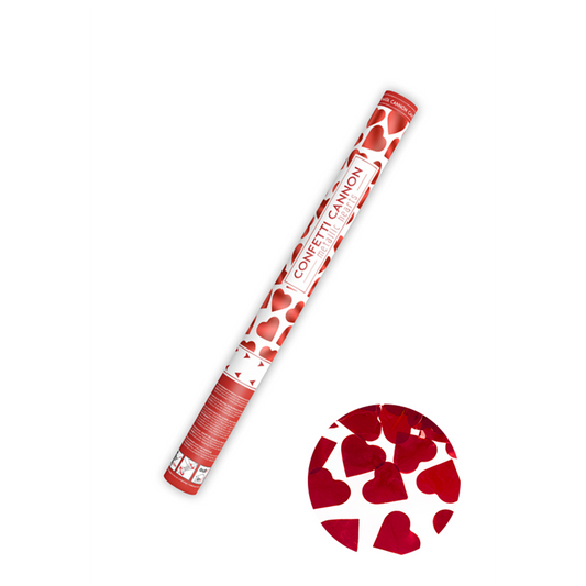 1 canon à confettis - 40cm - Métallique - Cœurs - Rouge
