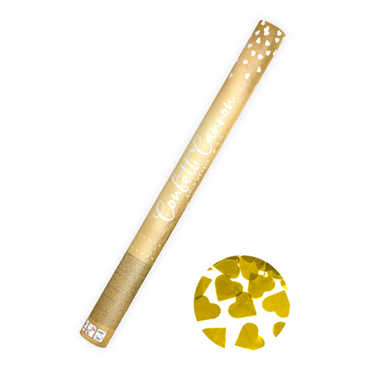 1 Confettikanon XL - 60cm - Metallic - Hartjes - Goud