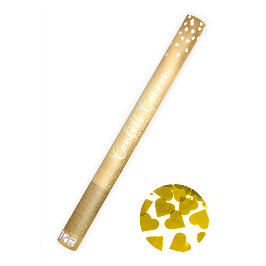 1 Confettikanon XL - 60cm - Metallic - Hartjes - Goud