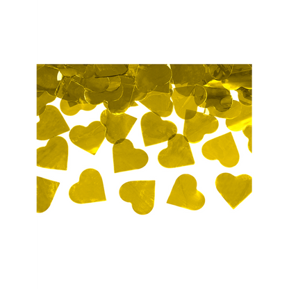 1 Confettikanon XL - 60cm - Metallic - Hartjes - Goud