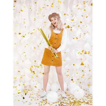 1 Confettikanon XL - 60cm - Metallic - Hartjes - Goud