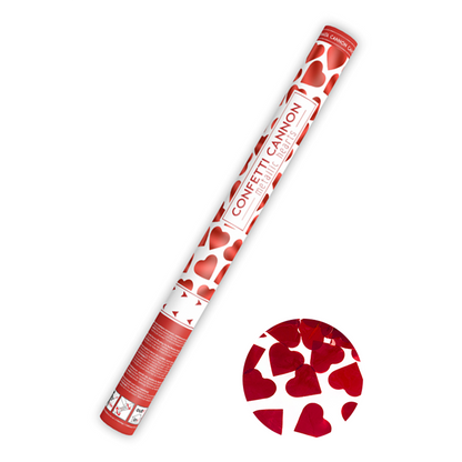 1 Canon à confettis XL - 60cm - Métallique - Cœurs - Rouge
