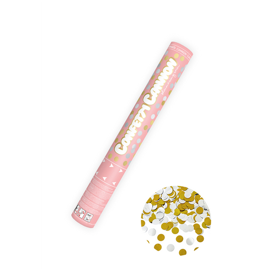 1 canon à confettis - 40 cm - métallisé - pois - argenté et doré