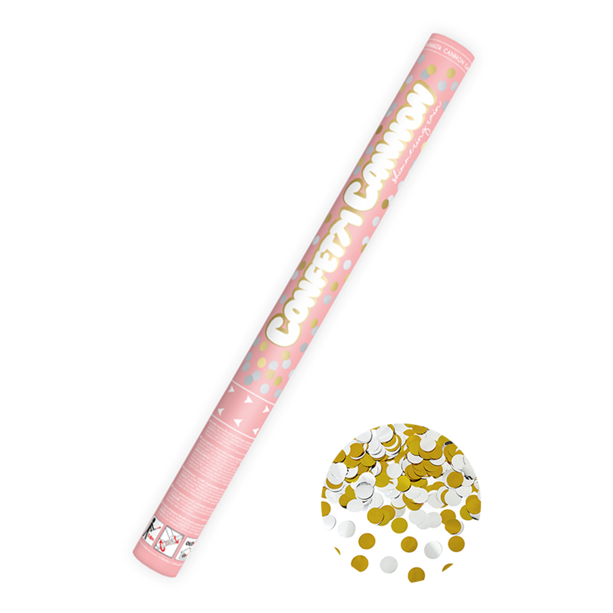 1 Canon à confettis XL - 60cm - Métallique - Points - Argent & Or