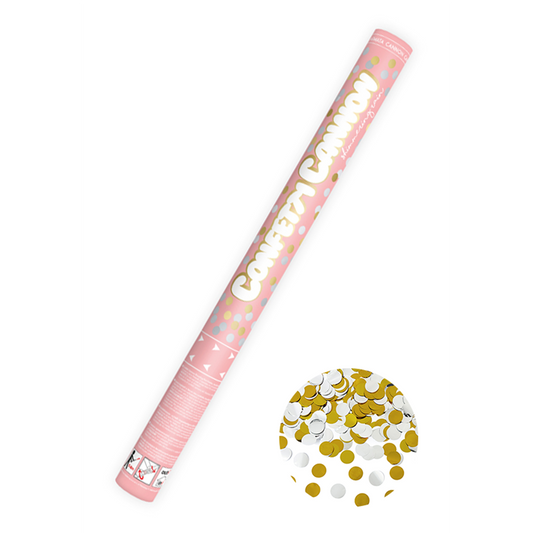 1 Canon à confettis XL - 60cm - Métallique - Points - Argent & Or