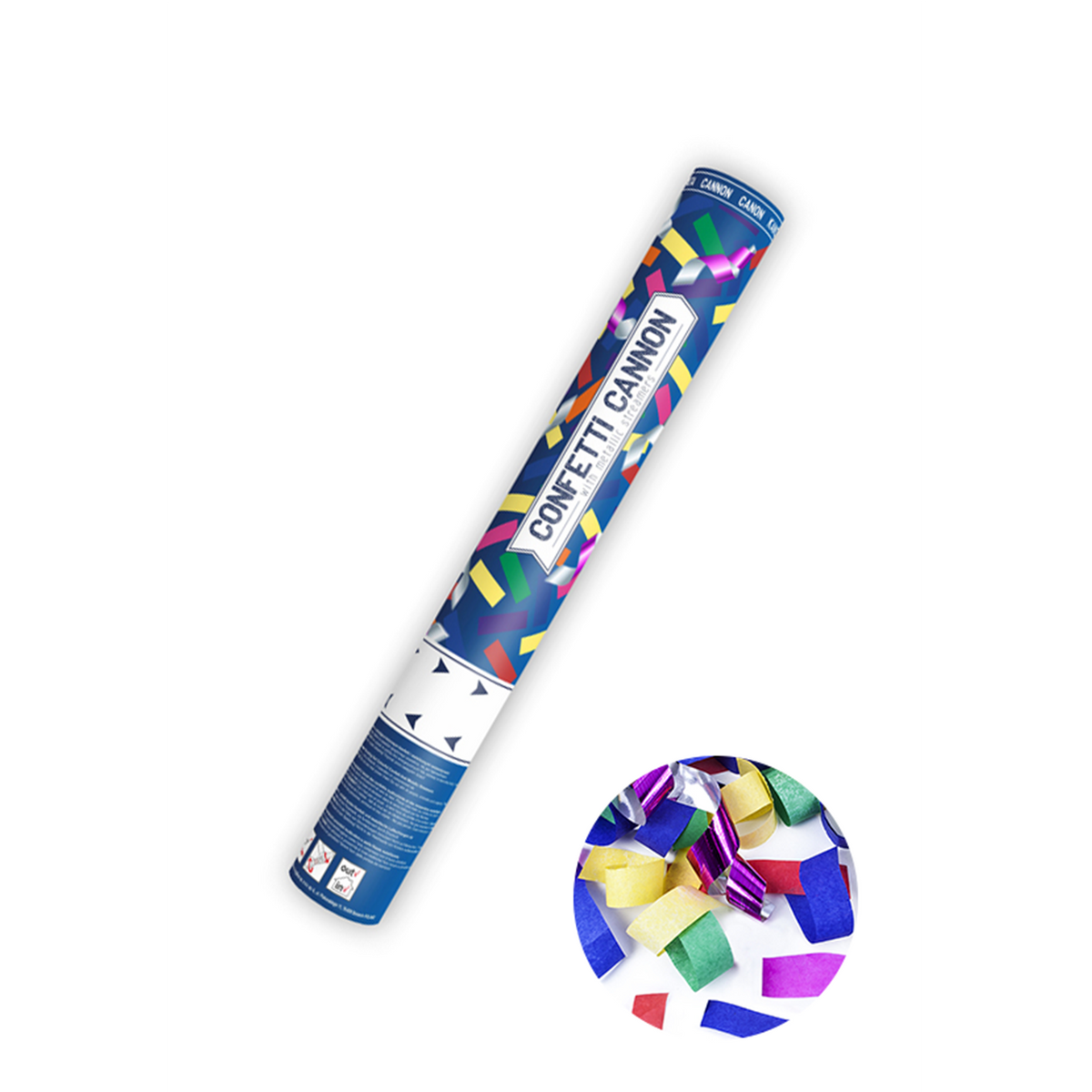 1 confettikanon - 40cm - MIX - Papier & metallicstroken - Bont