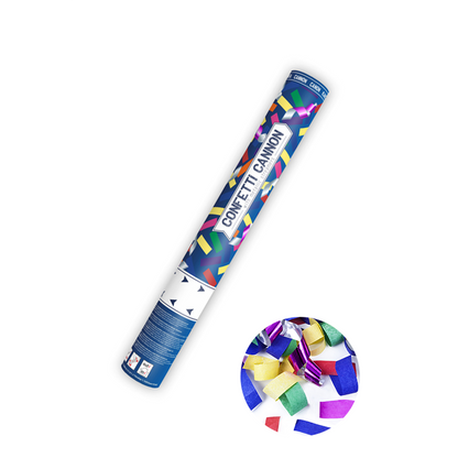 1 confettikanon - 40cm - MIX - Papier & metallicstroken - Bont