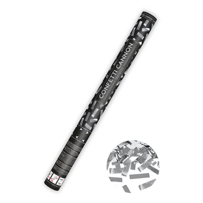 1 canon à confettis XL - 60cm - Métallique - Bandes - Argent