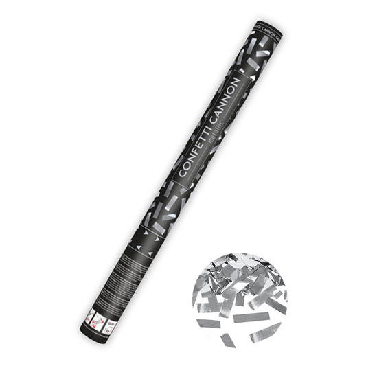1 canon à confettis XL - 60cm - Métallique - Bandes - Argent