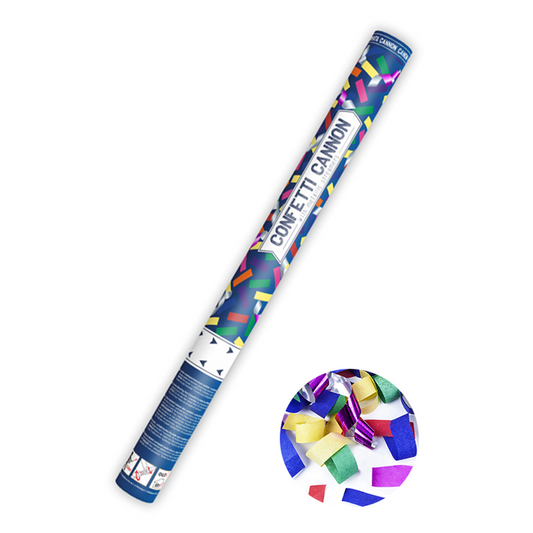 1 confettikanon XL - 60cm - MIX - papier & metallicstrips - bont
