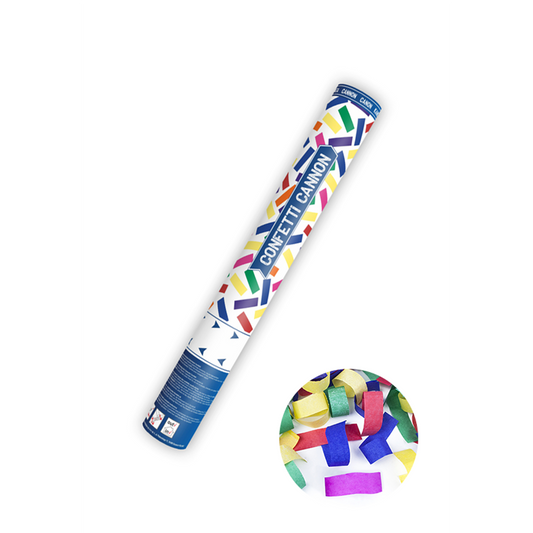 1 confetti kanon - 40cm - papier - slingers - kleurrijk