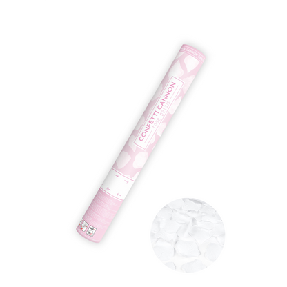 1 confettikanon - 40 cm - rozenblaadjes - wit