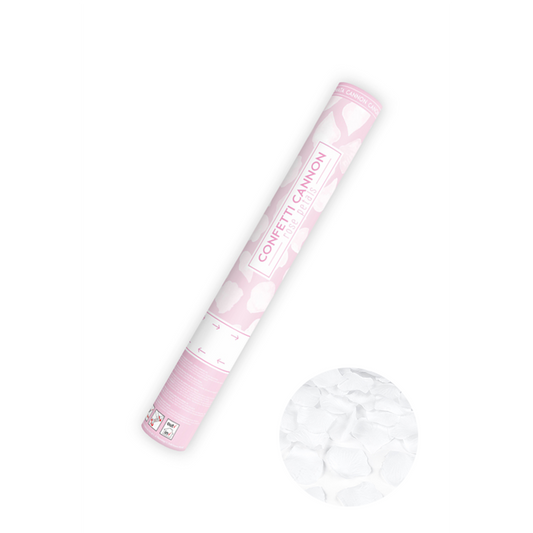 1 canon à confettis - 40cm - pétales de rose - blanc