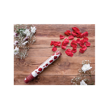 1 canon à confettis - 40cm - pétales de rose - Rouge