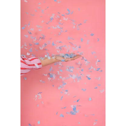1 Confettikanon - 20 cm - Babyblauwe vlinders