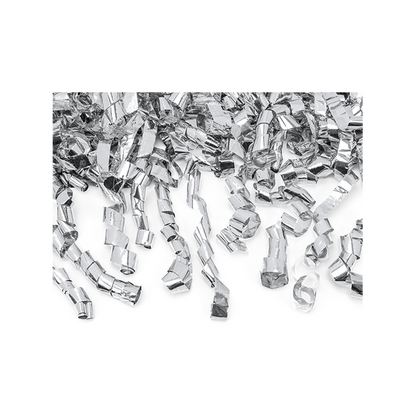 1 Confettikanon - 40 cm - Metallic - Slingers - Zilver