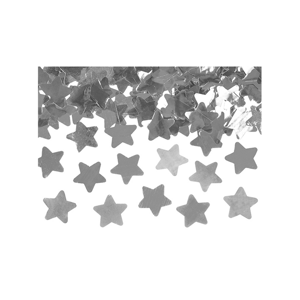 1 Confettikanon - 40 cm - Metallic - Sterren - Zilver
