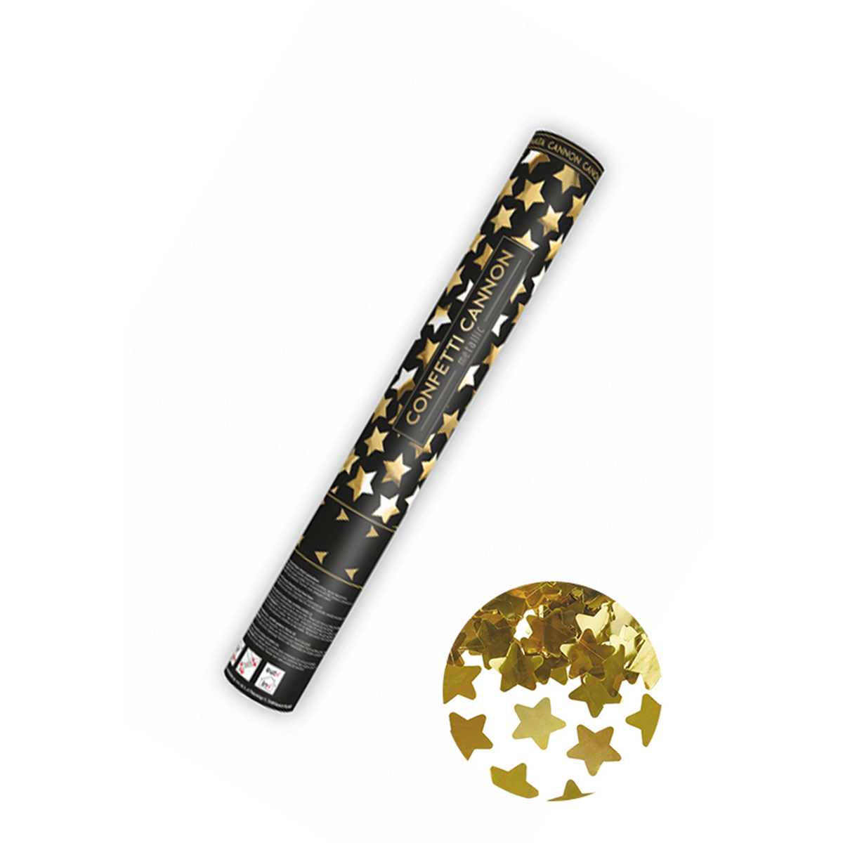 1 Canon à confettis - 40cm - Métallisé - Étoiles - Or