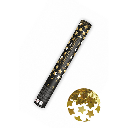 1 Canon à confettis - 40cm - Métallisé - Étoiles - Or