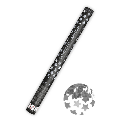 1 canon à confettis XL - 60 cm - Métallisé - Étoiles - Argent