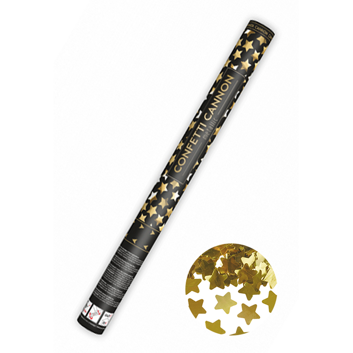 1 Canon à confettis XL - 60cm - Métallique - Étoiles - Or