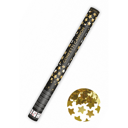 1 Canon à confettis XL - 60cm - Métallique - Étoiles - Or
