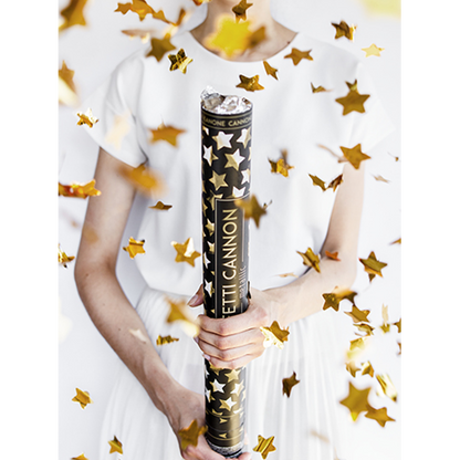 1 Canon à confettis XL - 60cm - Métallique - Étoiles - Or