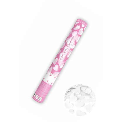 1 canon à confettis - 40cm - papier - cœurs - blanc