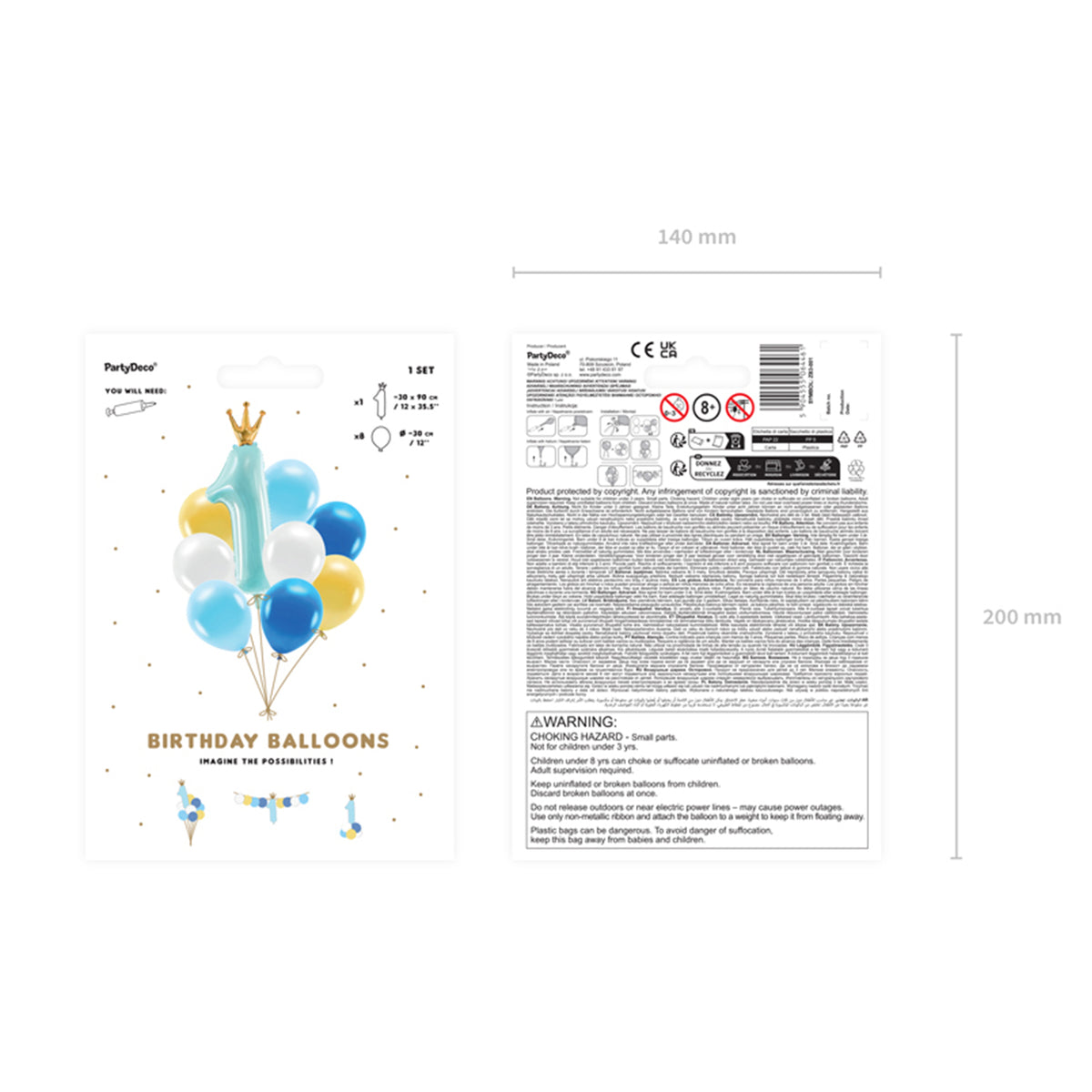 1 ballonset - Eerste verjaardag, blauw