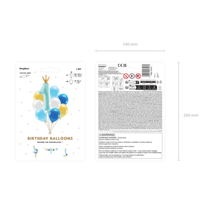 1 ballonset - Eerste verjaardag, blauw