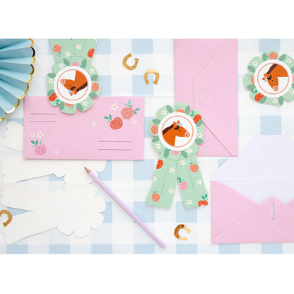 6 cartes d'invitation - Chevaux