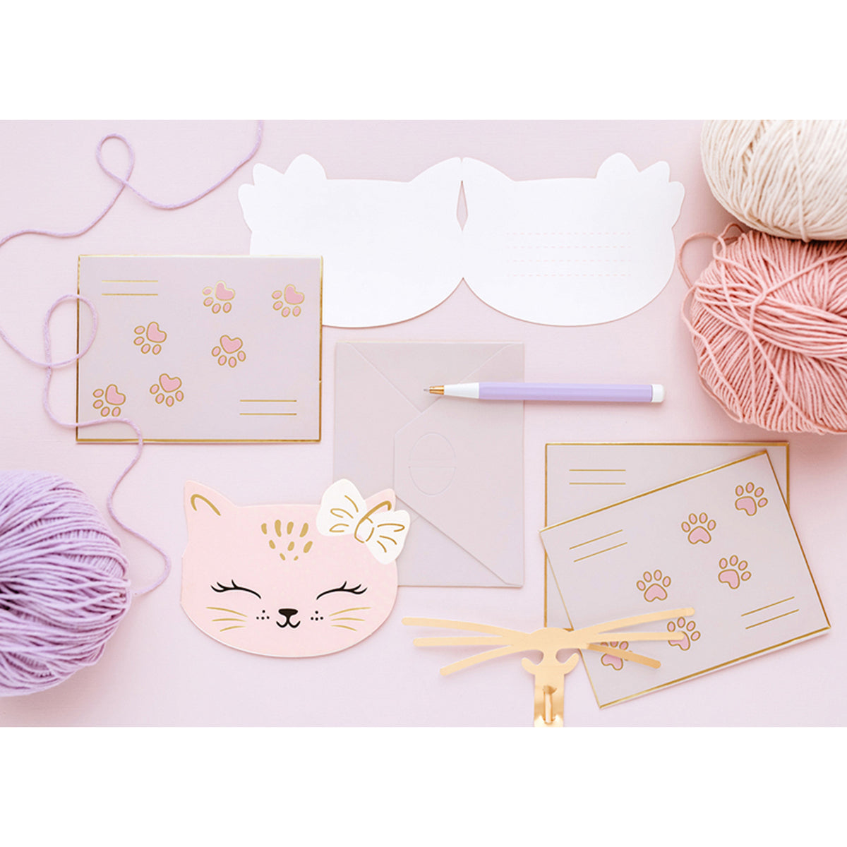 6 cartons d'invitation - Kitty