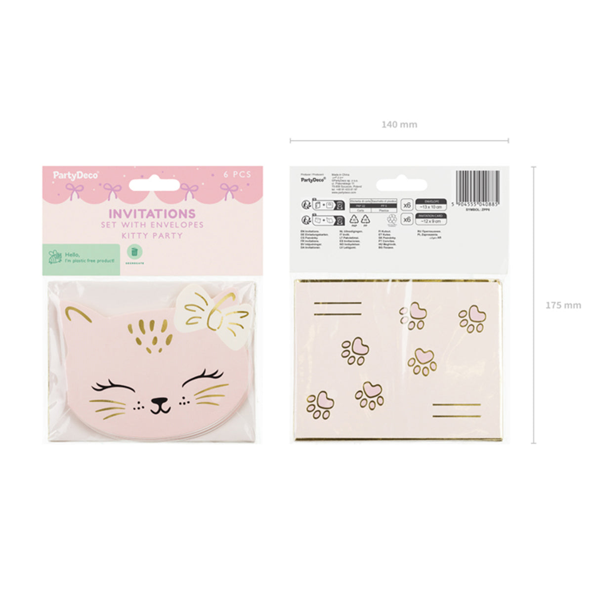 6 cartons d'invitation - Kitty