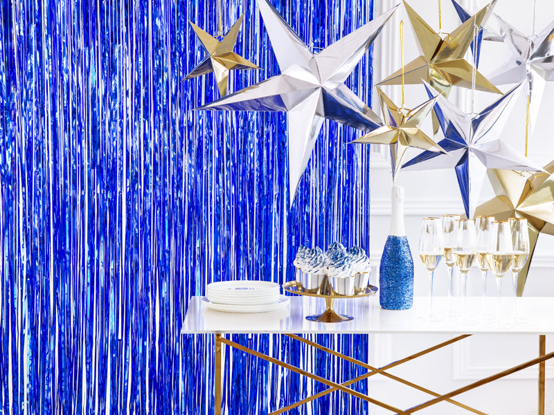 1 Glittergordijn - 2,5m - Blauw