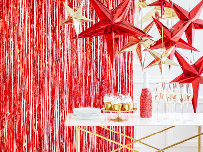 1 glittergordijn - 2,5m - rood