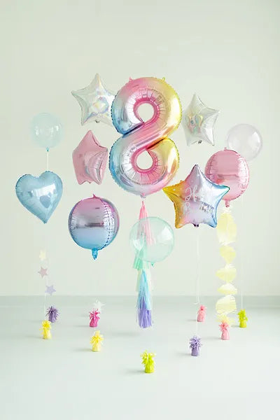 1 Ballon XXL - Cijfer 8 - Pastelregenboog