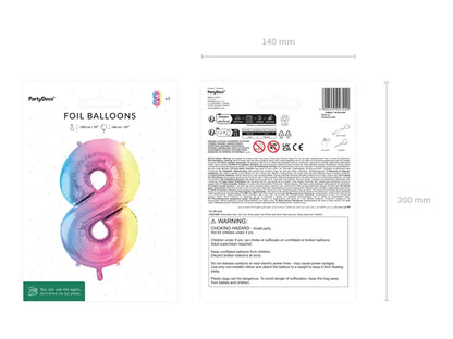 1 Ballon XXL - Cijfer 8 - Pastelregenboog