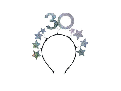 1 hoofdband - 30 met sterren - Zilver