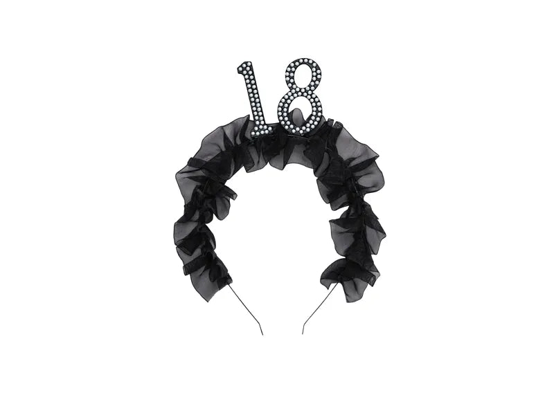 1 bandeau - 18 avec volants et perles - Noir
