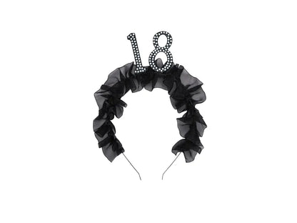 1 bandeau - 18 avec volants et perles - Noir