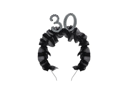 1 bandeau - 30 à volants et perles - Noir