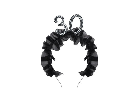 1 bandeau - 30 à volants et perles - Noir