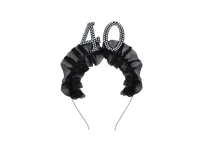 1 hoofdband - 40 met ruches en parels - Zwart
