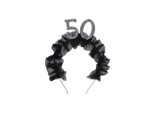 1 serre-tête - 50 avec volants et perles - Noir