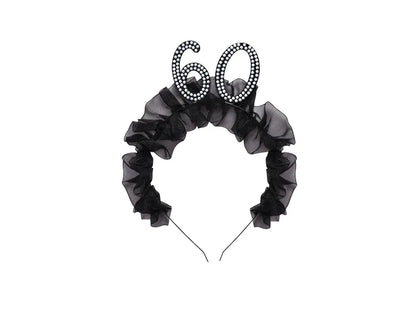 1 serre-tête - 60 avec volants et perles - Noir