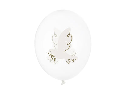 6 ballons à motifs - Ø 30cm - Colombe - Crystal Clear