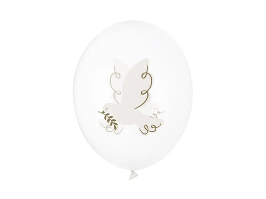 6 ballons à motifs - Ø 30cm - Colombe - Crystal Clear